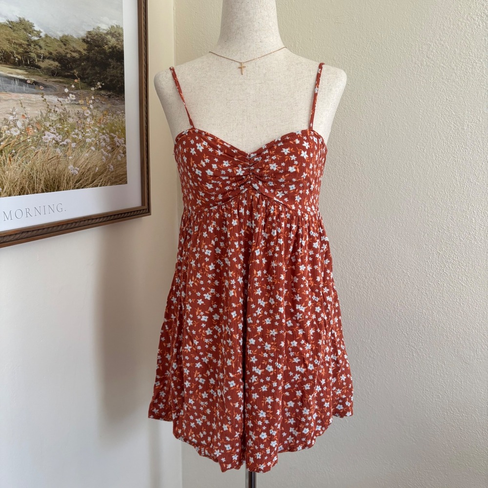 cute billabong romper rust colored floral flowy size XS summer bohemian beach